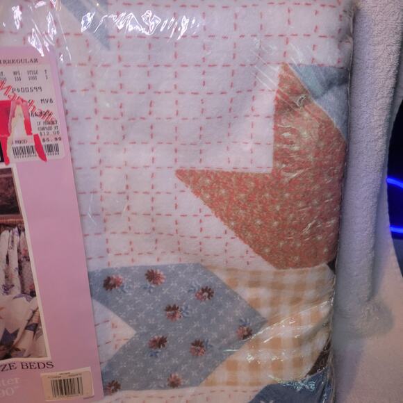 Vintage Savoy Owen Star Patch Print Blanket Twin/Full  72’ by 90’ Poly NOS - Picture 4 of 4